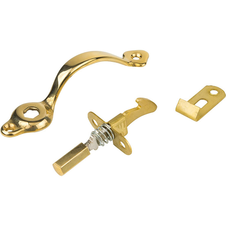 UNIQANTIQ HARDWARE SUPPLY Solid Brass Door Pull with Push Button Latch Wayfair